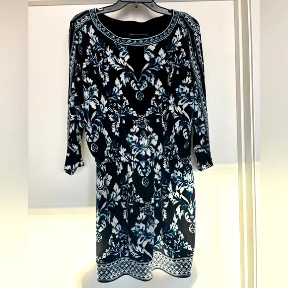 Navy, Blue, and White Floral Dress / Tunic - Picture 2 of 3